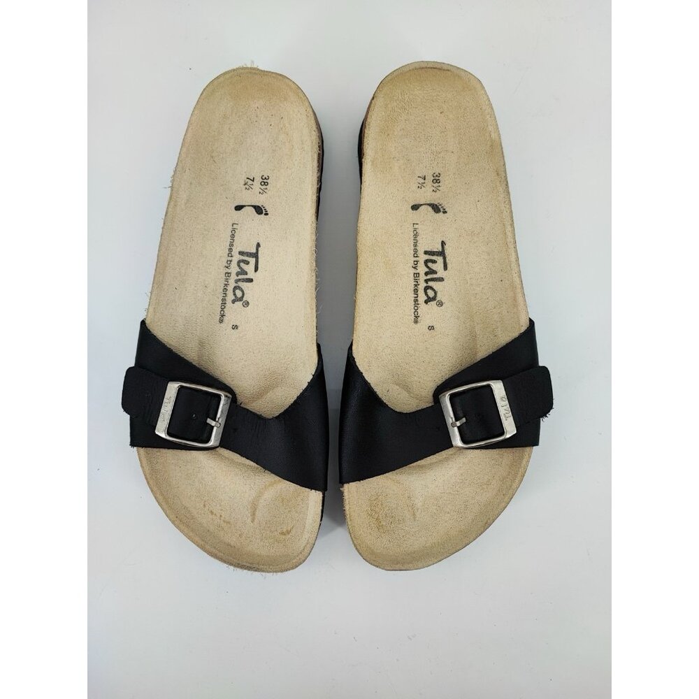 Tula by Birkenstock Women's Madrid Black Leather Slide Sandals Size 7.5 US - Picture 5 of 8